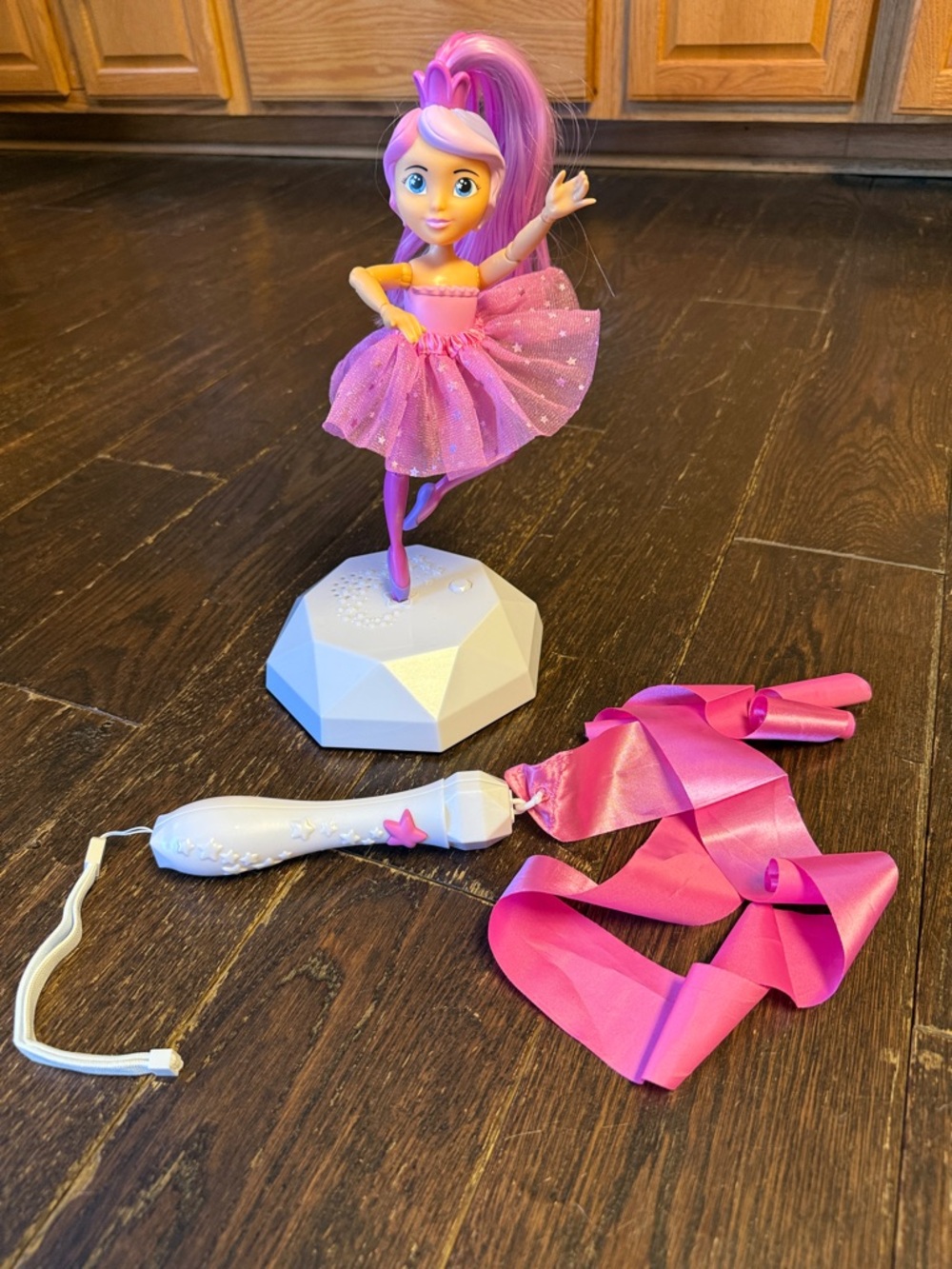 Pink Dancing Ballerina Doll with Ribbon Wand